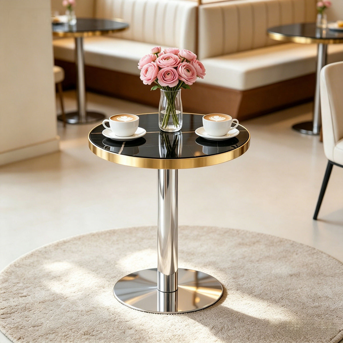 Mesa de bistró redonda moderna y elegante