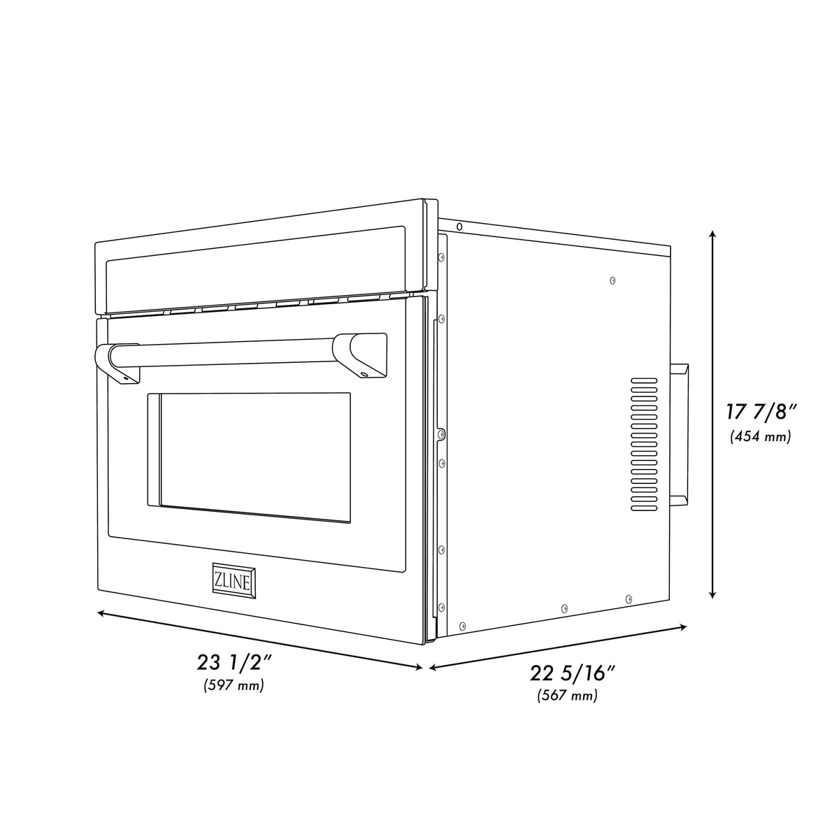 ZLINE - Autograph 24 in. 1.6 cu ft. Built-in Convection Microwave Oven and Champagne Bronze Helix Handle - Stainless Steel