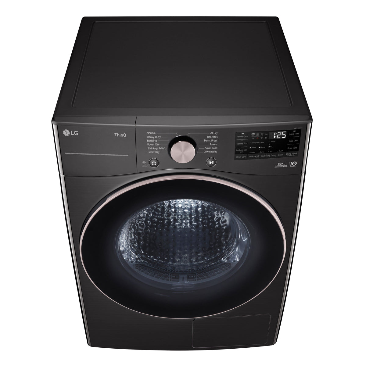 LG - 7.8 Cu. Ft. Stackable Smart Electric Dryer with Dual Inverter HeatPump Technology - Black Steel