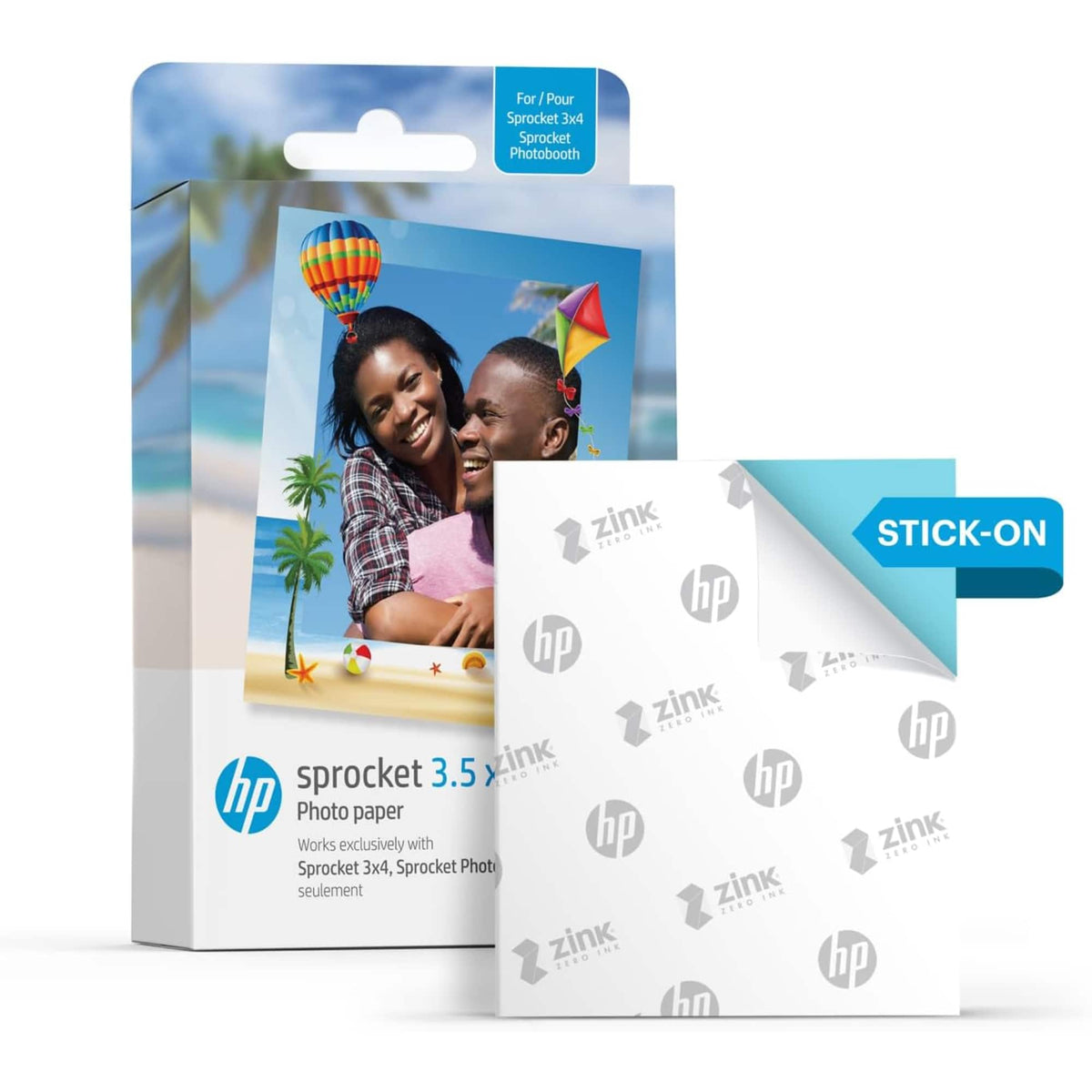 Sprocket 3.5 x 4.25” Zink Sticky-Backed Photo Paper (50 Pack) Compatible with HP Sprocket 3x4 Photobooth - White
