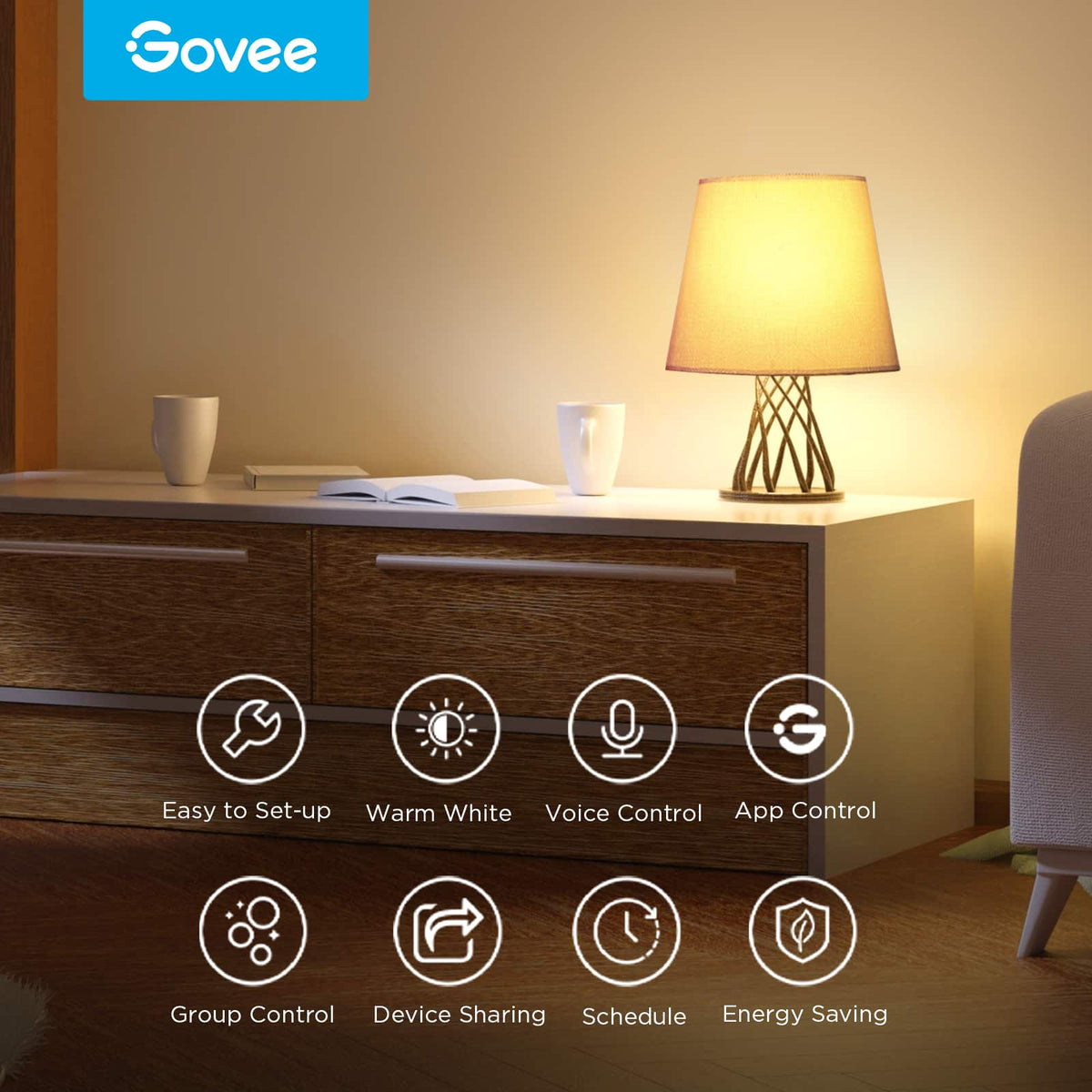 Govee - 800lm White Light A19 Smart Bulb 2pk - Multi