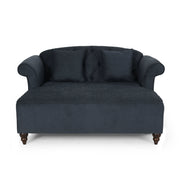 Upholstered Chaise Lounge & Scroll Arms, Turned Legs And 2 Pillows - Charcoal