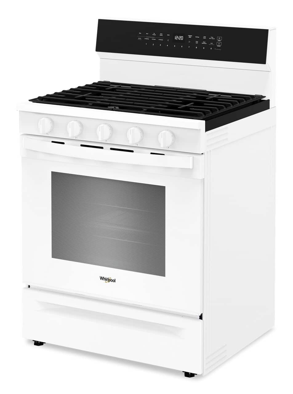Whirlpool - 30 in. Wide 5 burners 5.0 cu. ft. Smart Freestanding Gas Range with Air Cook Technology, No Preheat Air Fry, Steam Clean - White