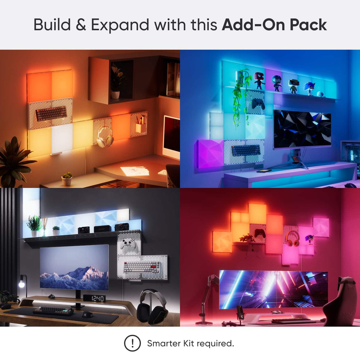 Nanoleaf - Blocks Small Squares Add-On - Smart LED Wall Light Panels (4pk) - Multicolor