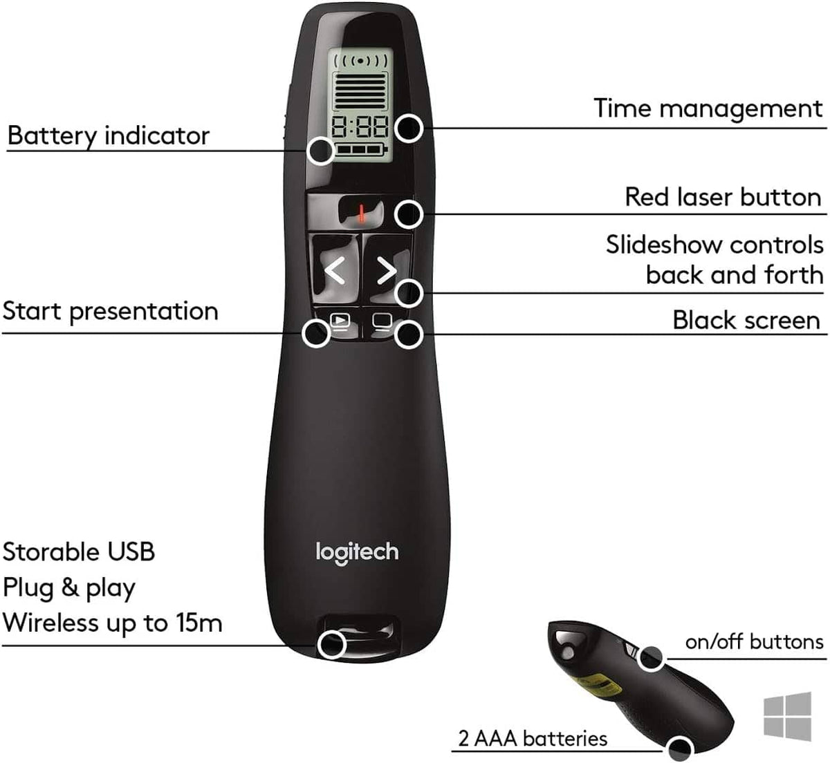 Logitech - R800 Professional Presenter - Black