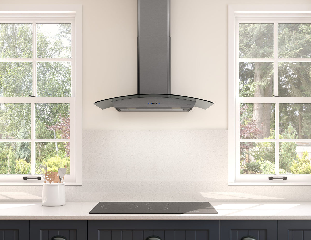 Zephyr - 30 inches - Convertible - Wall Range Hood - Black Stainless Steel