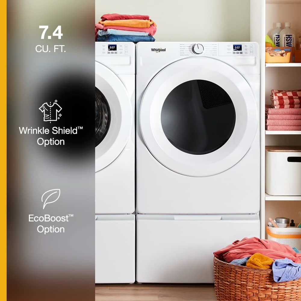 Whirlpool - 7.4 Cu. Ft. Stackable Electric Dryer with Quick Dry - White