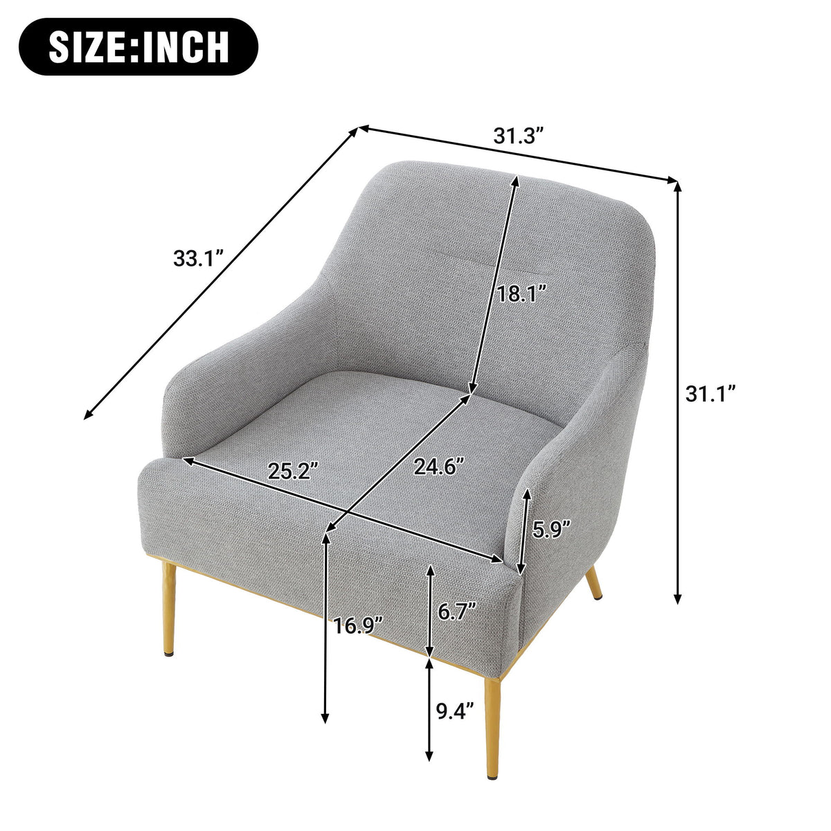 Modern Elegance Accent Chair With Curved Backrest