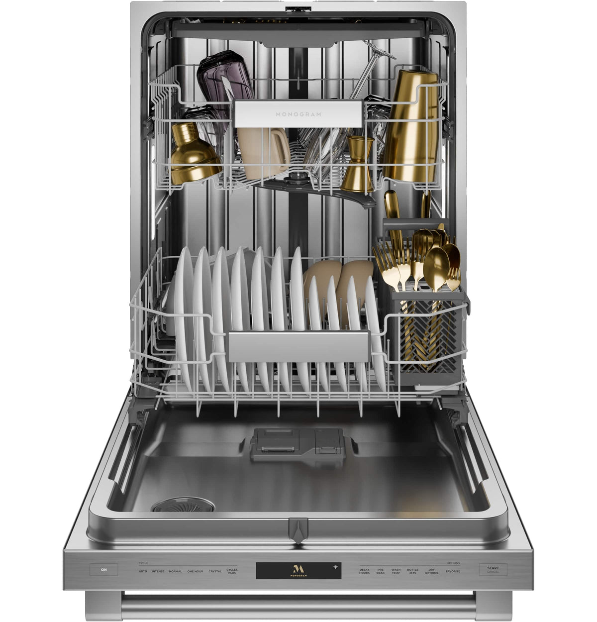 Monogram - 24" Top Control Smart Built-In Stainless Steel Tub Dishwasher with 3rd Rack, 40 dBA, and Advanced Water System - Custom Panel Ready