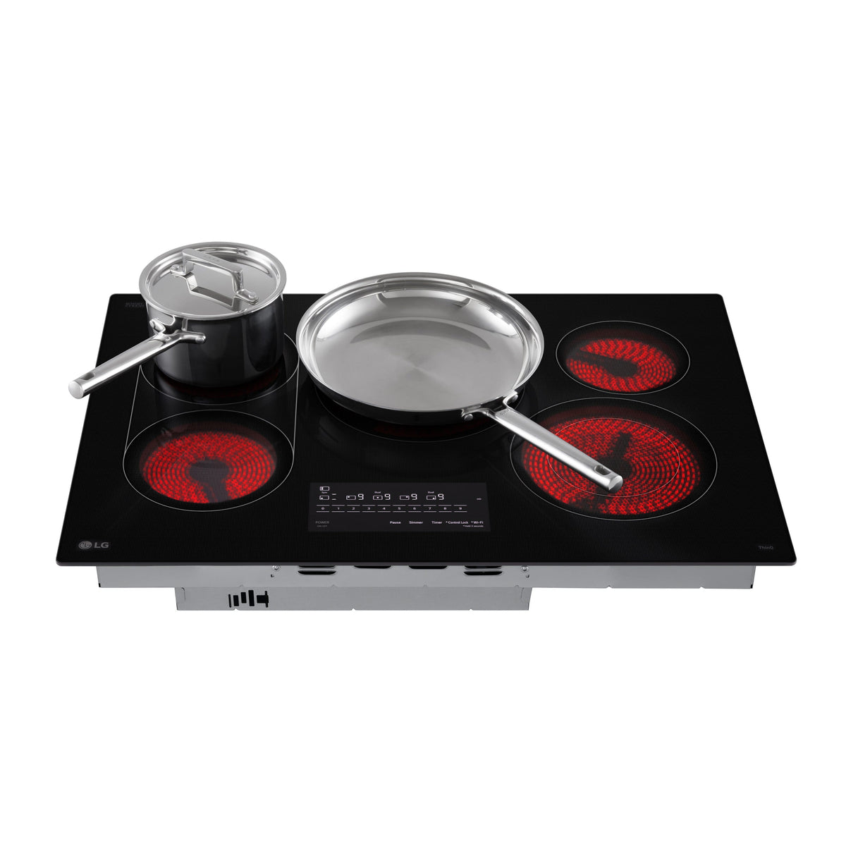 LG - 30-in Wide Built-In Electric Smart Cooktop with 5 Elements, Backlit SmoothTouch Glass Controls and 3.2kW Dual Element - Black