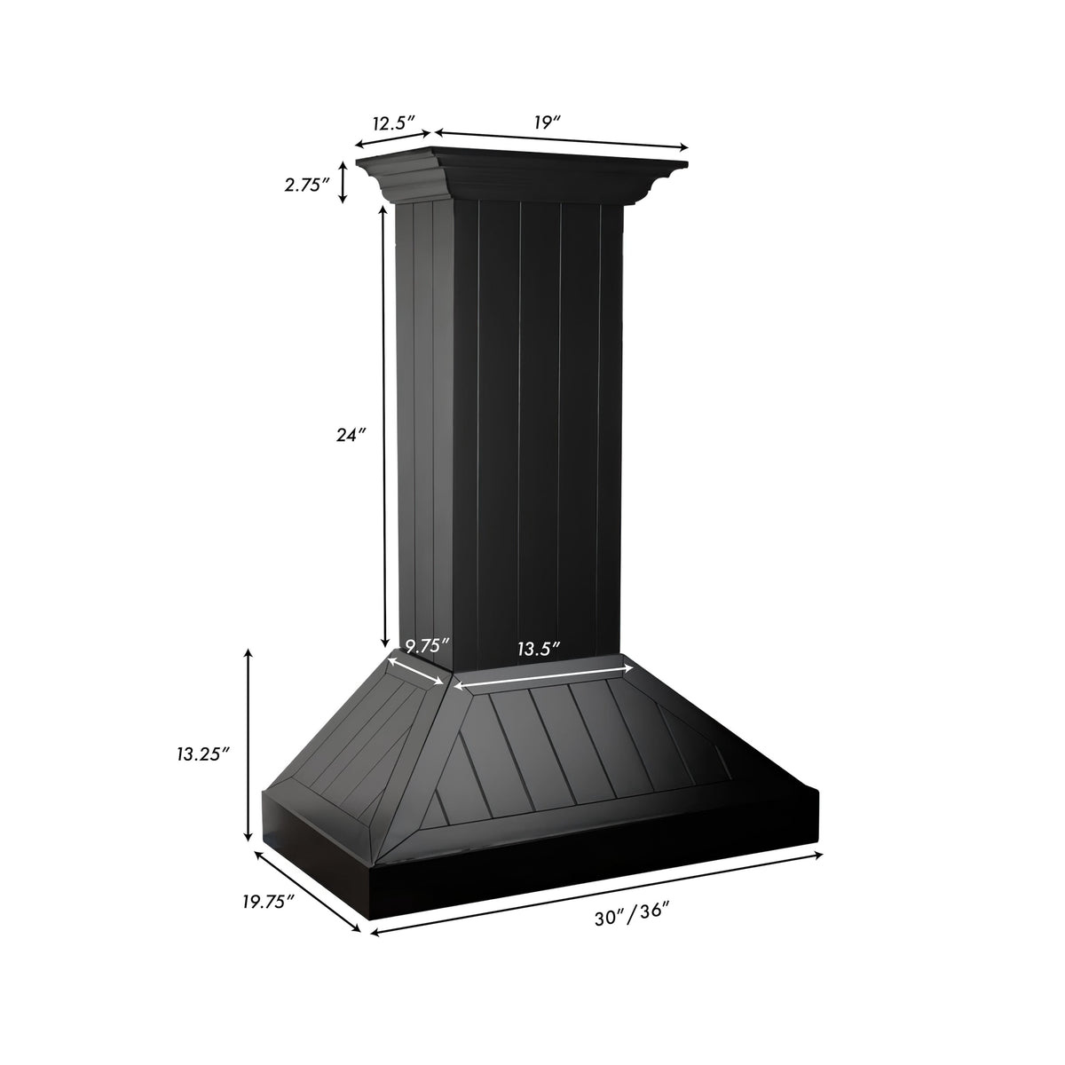 ZLINE - 36 inches - Externally Vented - Wall Range Hood - Black