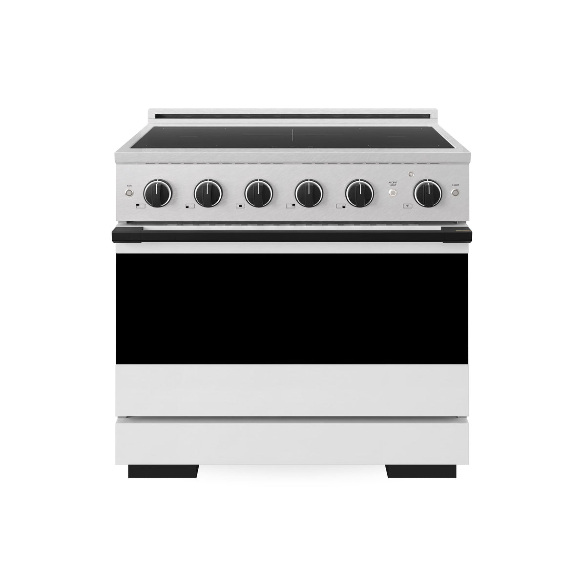 ZLINE - Autograph 36 in. 5.2 cu. ft. Marino Freestanding Induction Range in Satin Steel with Black Accents & White Door - White Matte