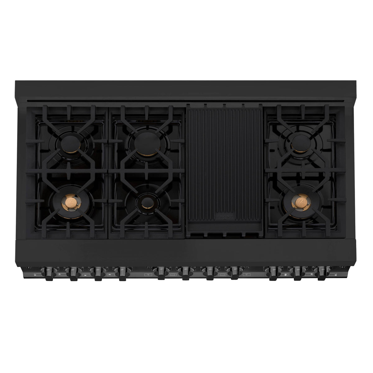 ZLINE - 48 in. Wide 8 Burner 6.0 cu. ft. Freestanding Legacy Dual Fuel Range with Gas Cooktop and 2 Ovens in Black Steel - Multicolor