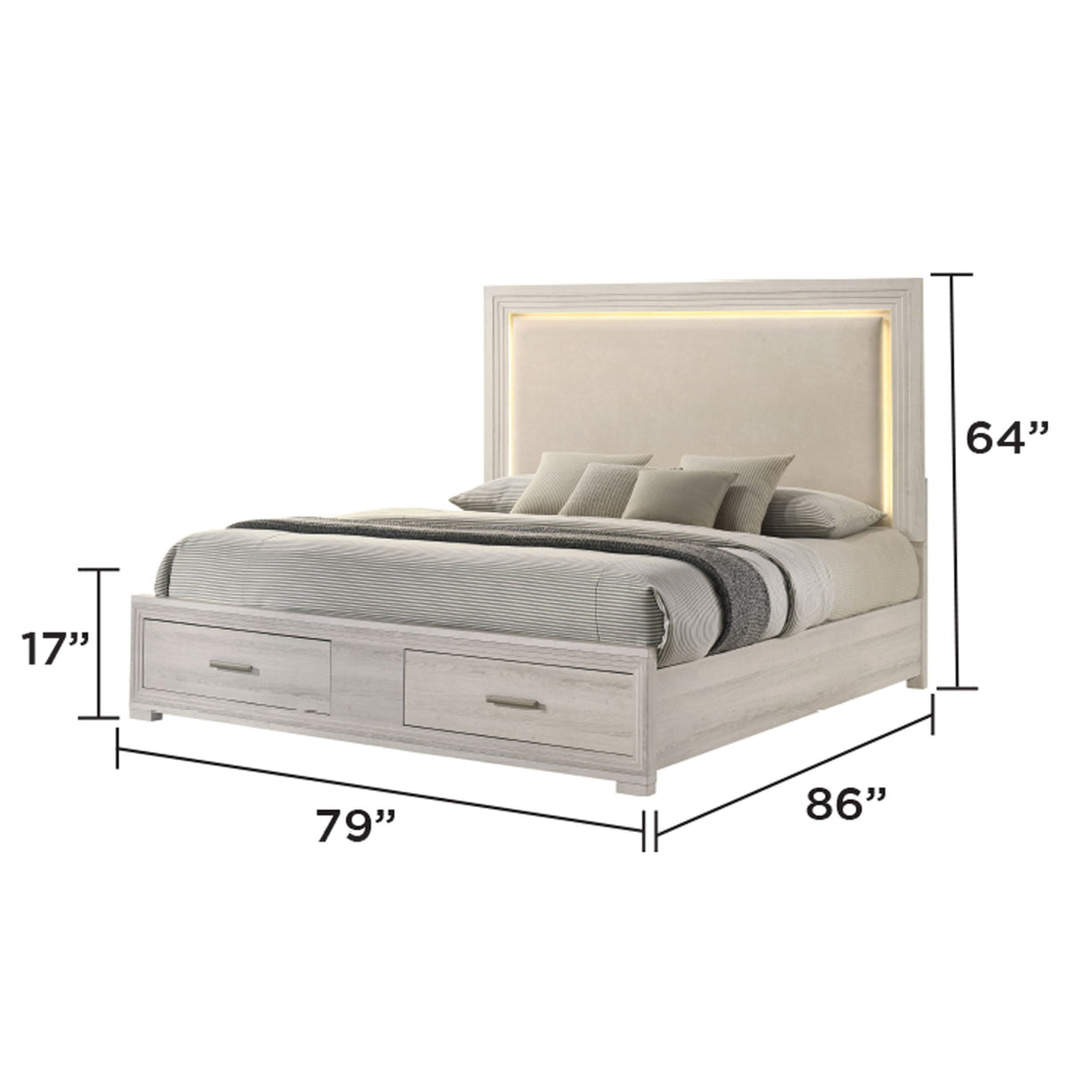 Colorado - Cama con cabecero tapizado con LED