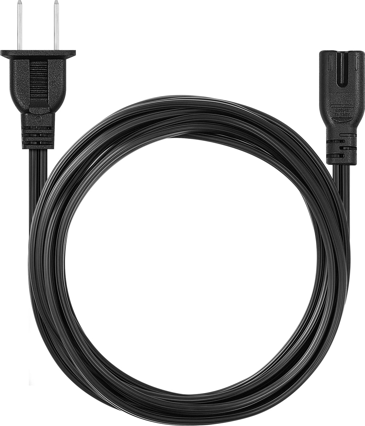 Best Buy essentials™ - 12' 2-Slot Non-Polarized Power Cord - Black