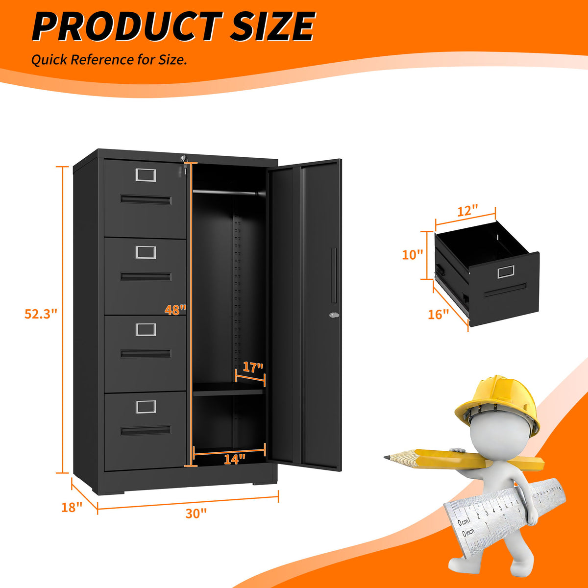 Archivador vertical con cerradura
