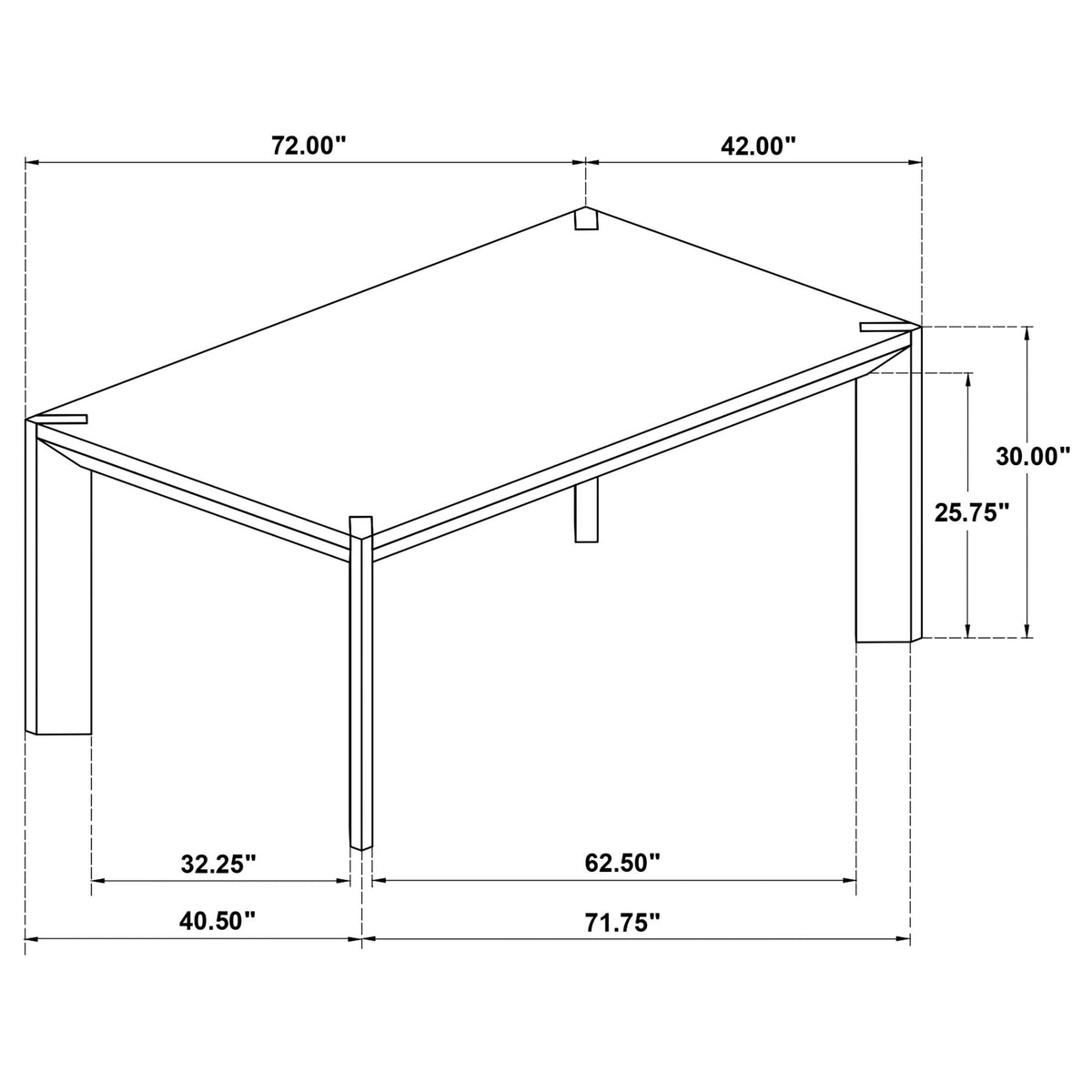 Juego de comedor rectangular con patas angulares