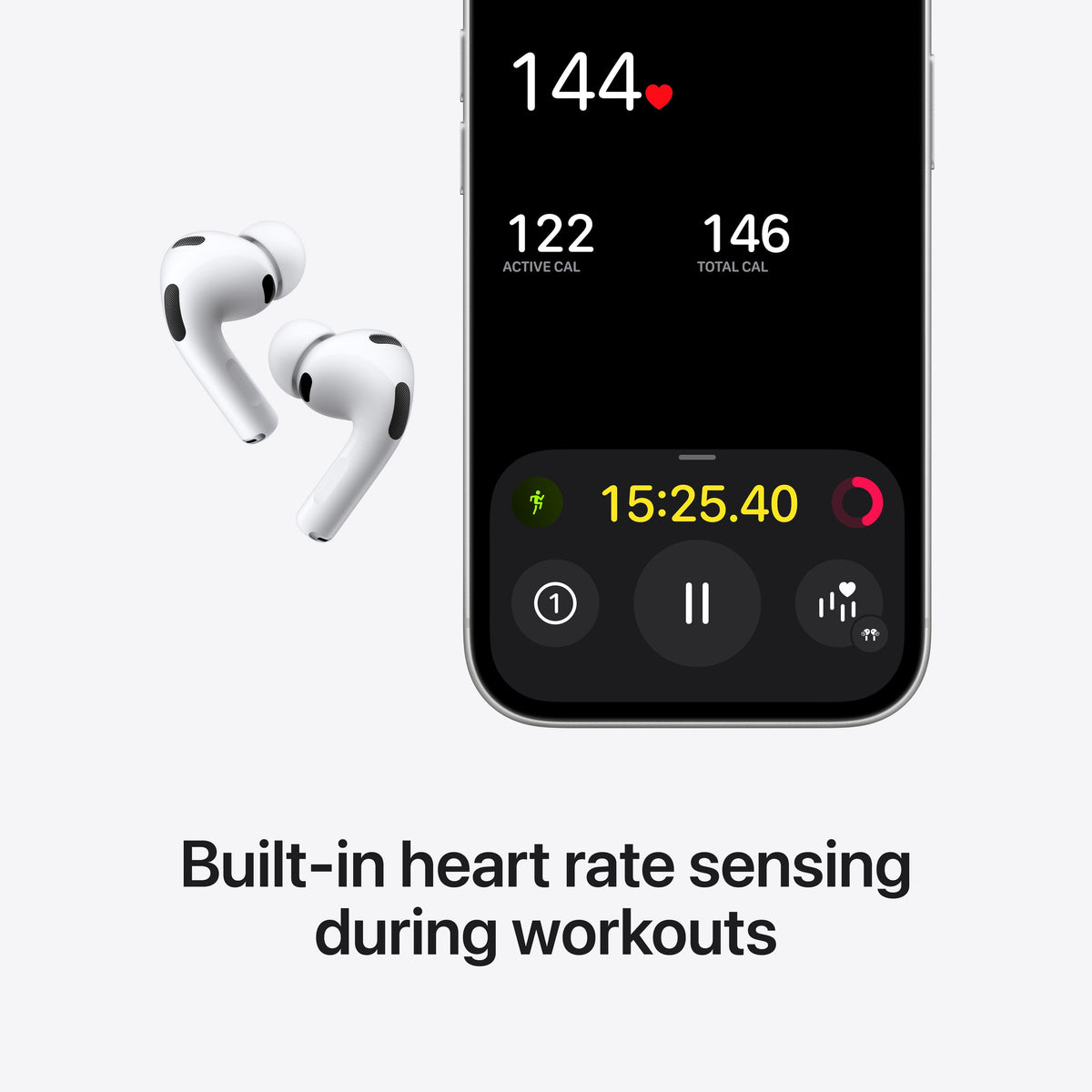 Apple - AirPods Pro 3, Wireless Active Noise Cancelling Earbuds with Heart Rate Sensing Feature - White