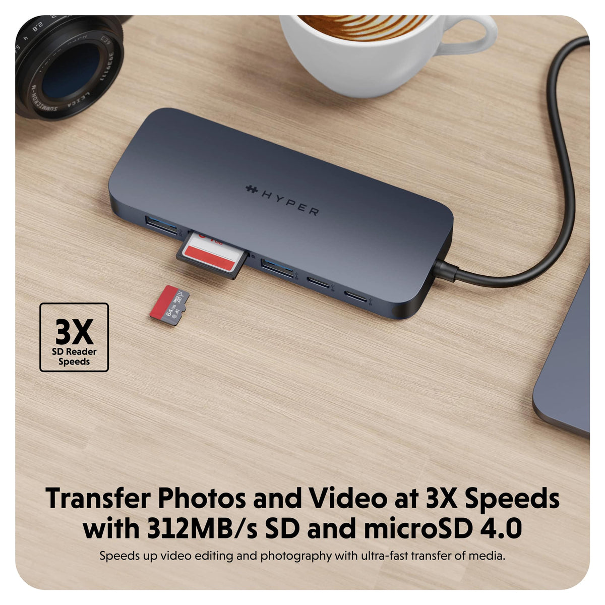 Hyper - HyperDrive Next​ 11 Port USB-C Hub, dual 4K HDMI, Ethernet, 2 USB-C, 2 USB-A, microSD/SD, travel dock for PC/Chromebook - Midnight Blue