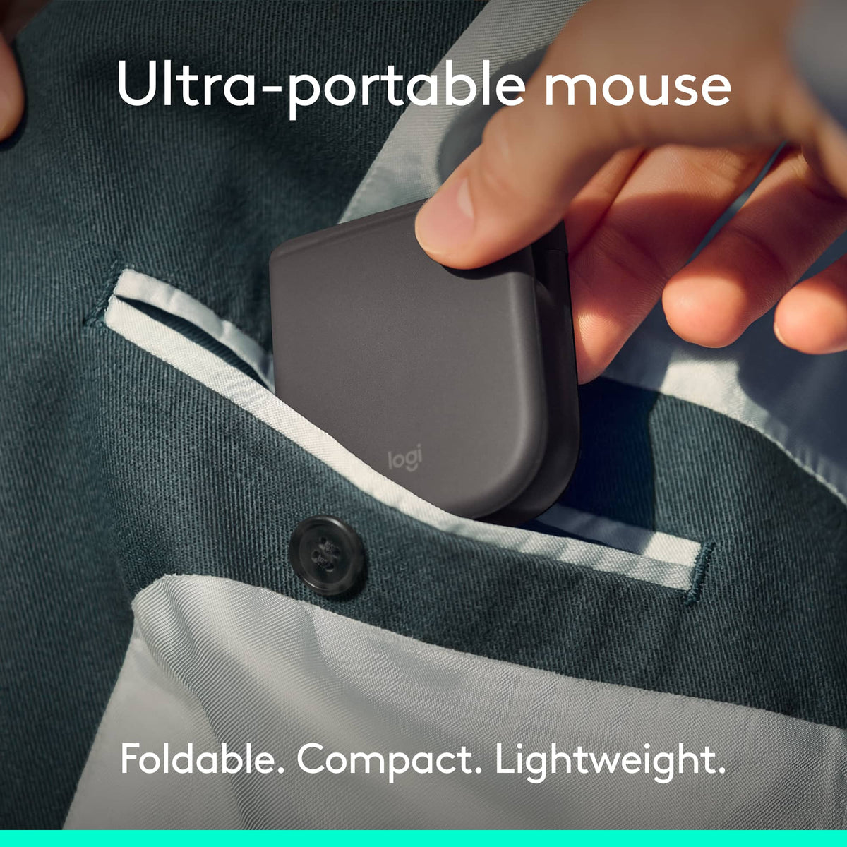 Logitech - Mobi Fold Ultra-Portable Travel Bluetooth Mouse with Touch Scroll and Quiet Clicks - Wireless - Graphite