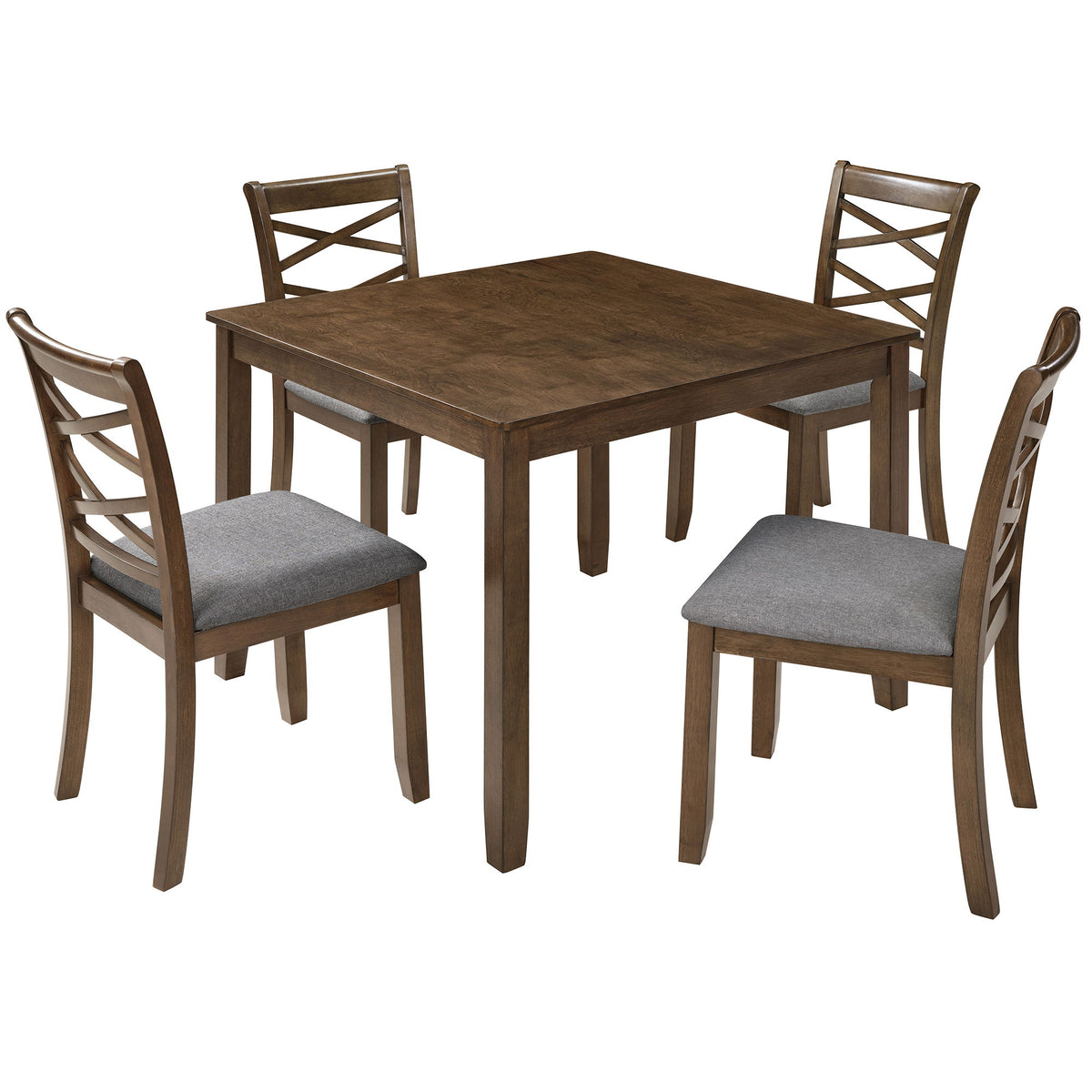 Juego de comedor de 5 piezas: mesa y 4 sillas - Nogal