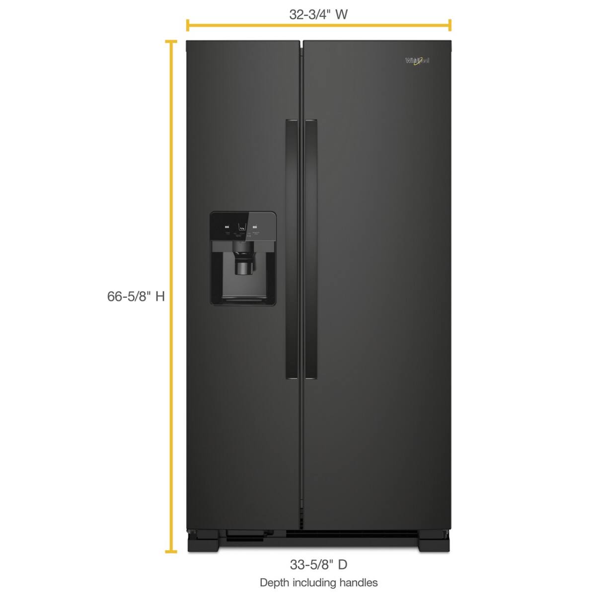 Whirlpool - 33 in. Wide 21 cu. ft. Side-by-Side Refrigerator with LED Interior Lighting - Black