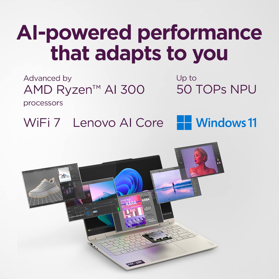 Lenovo - Yoga 7 2-in-1 14" 2K OLED Touchscreen Laptop - AMD Ryzen AI 5 330 2025 - 8GB Memory - 512GB Storage - Copilot+ PC - Seashell