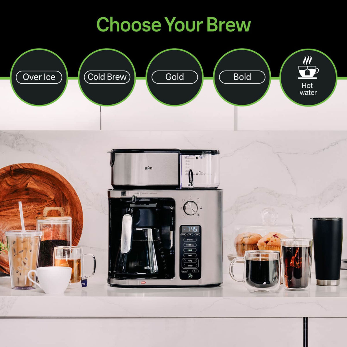 Nespresso - MultiServe Plus 10- Cup Pod Free Drip Coffee Maker, 7 Brew Sizes / Hot & Cold Brew & Hot Water for Tea - Stainless Steel