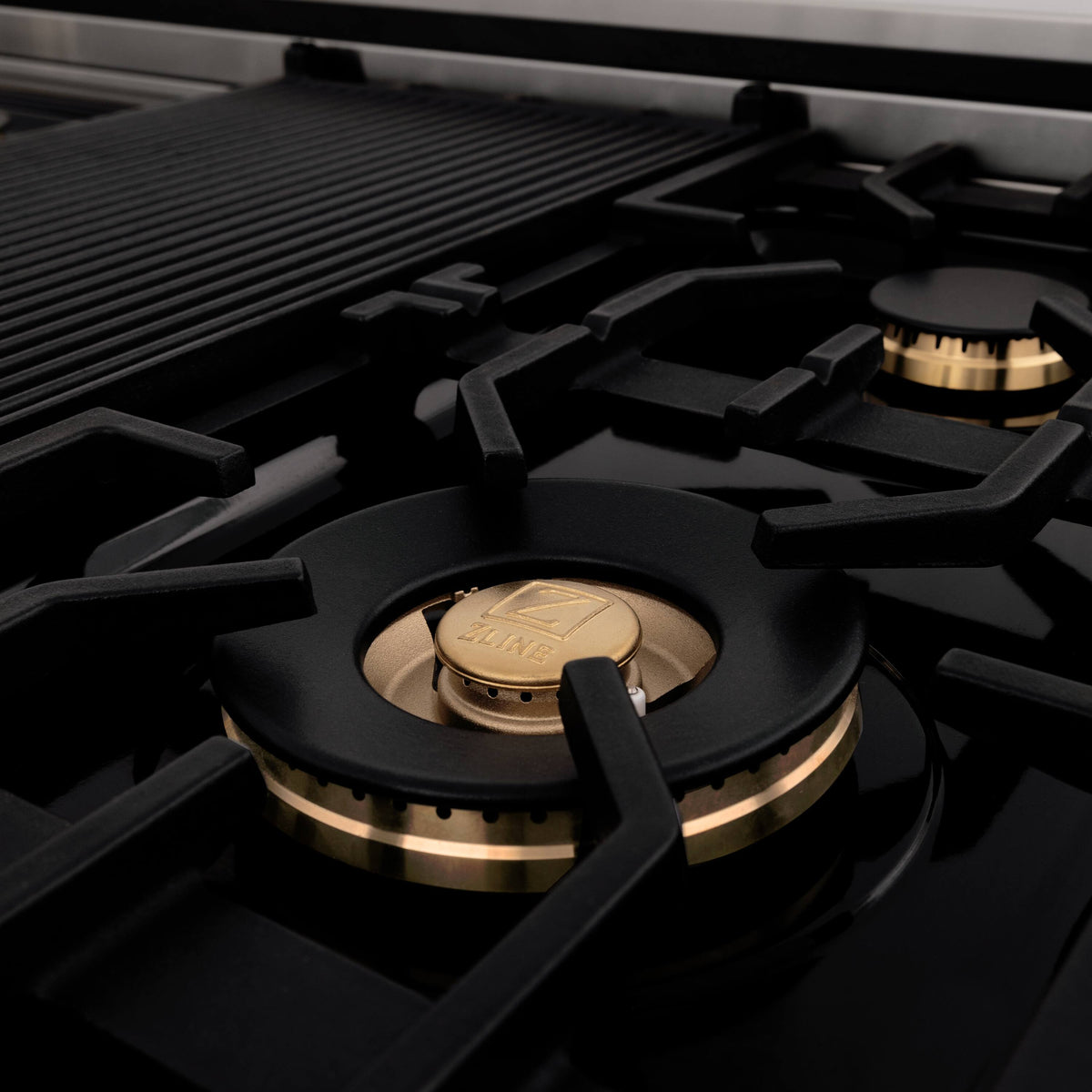 ZLINE - 48 in. Wide 8 Burner Autograph Legacy Dual Fuel Range in White & Gold Accents (RAZ-WM-48-G) - Stainless Steel
