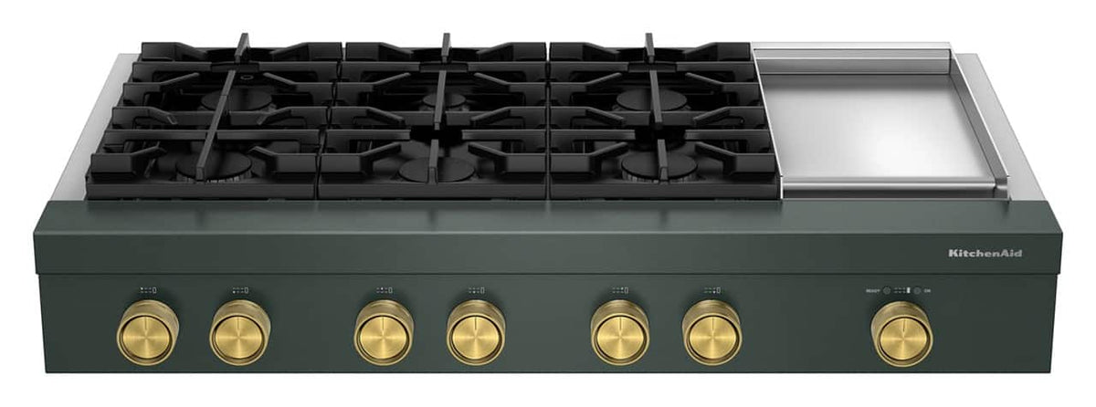 KitchenAid 48-inch 6-Burner Gas Commercial-Style Rangetop with Griddle - Juniper