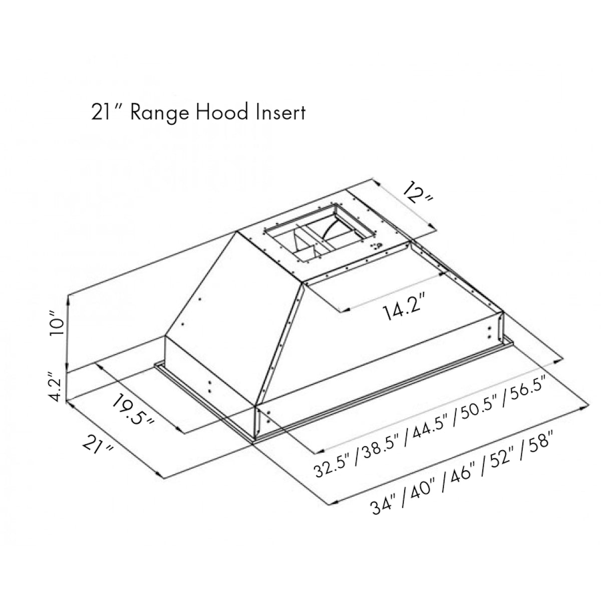 ZLINE - 52 inches - Externally Vented - Range Hood Insert - Stainless Steel