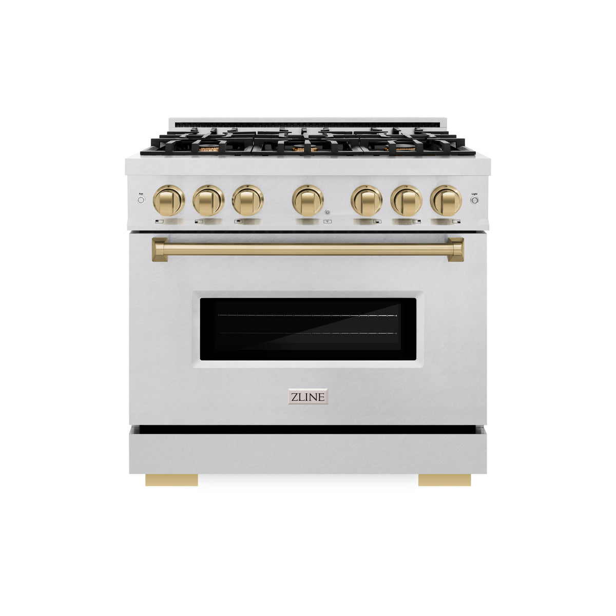 ZLINE - 36 in. Wide 6 Burner Autograph Classic Dual Fuel Satin Steel Range with Bronze Accents (CDRSZ-36-CB) - Stainless Steel