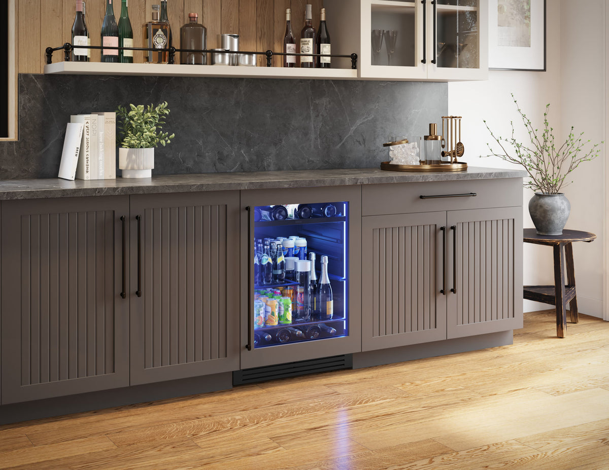 Zephyr - Presrv 24 in. 7-Bottle and 108-Can Single Zone Panel-Ready Beverage Cooler - Panel Ready + Glass