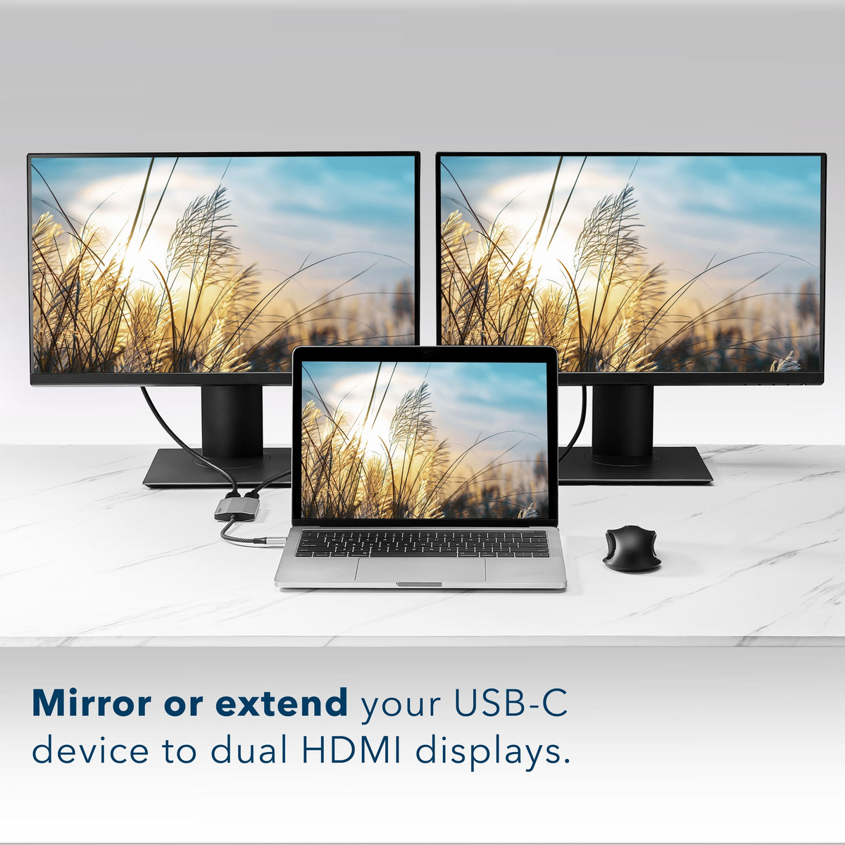 Insignia™ - USB-C to Dual 4K HDMI Adapter - Gray