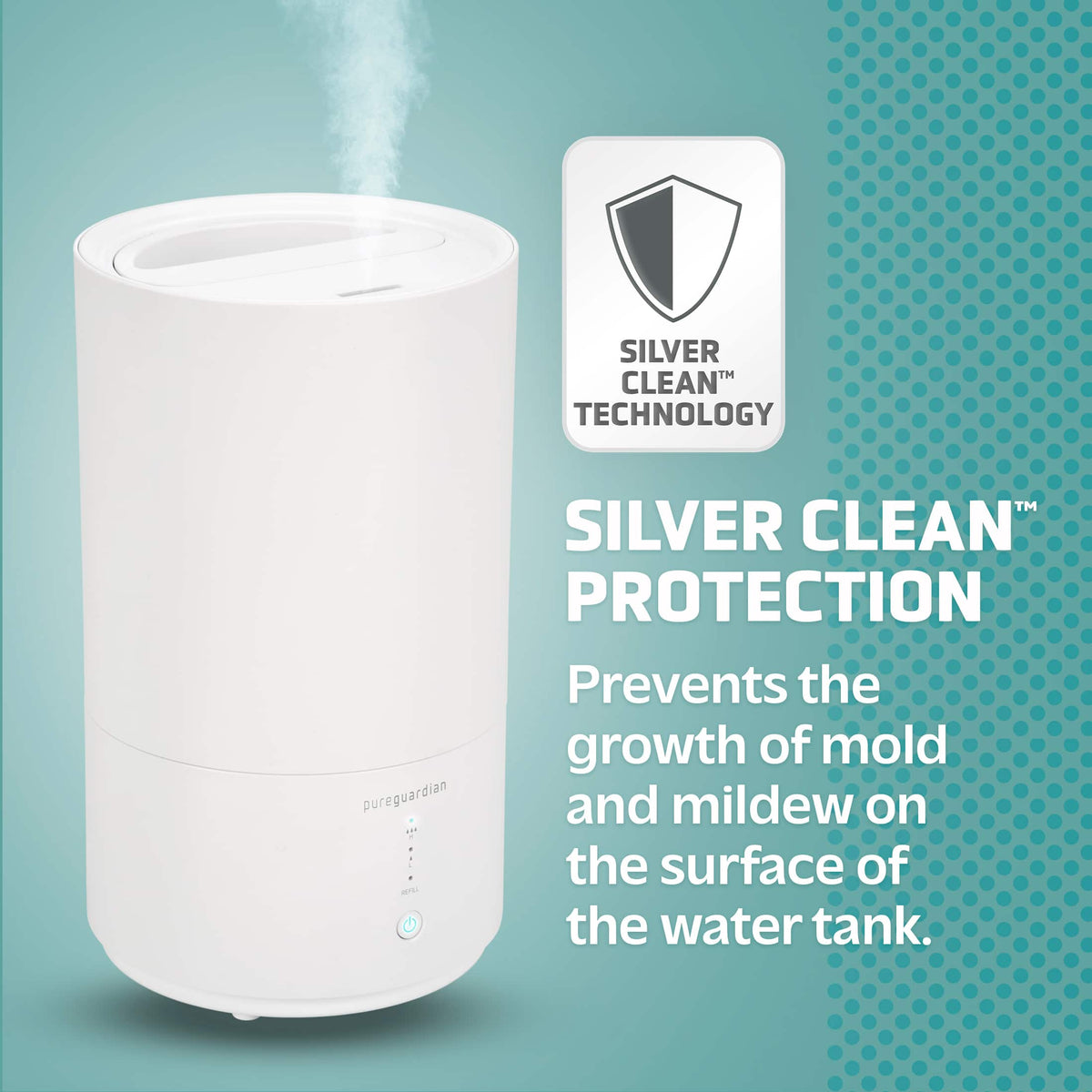 PureGuardian - H950AR Ultrasonic Cool Mist Top Fill Humidifier with Aromatherapy, .80-Gallon - White