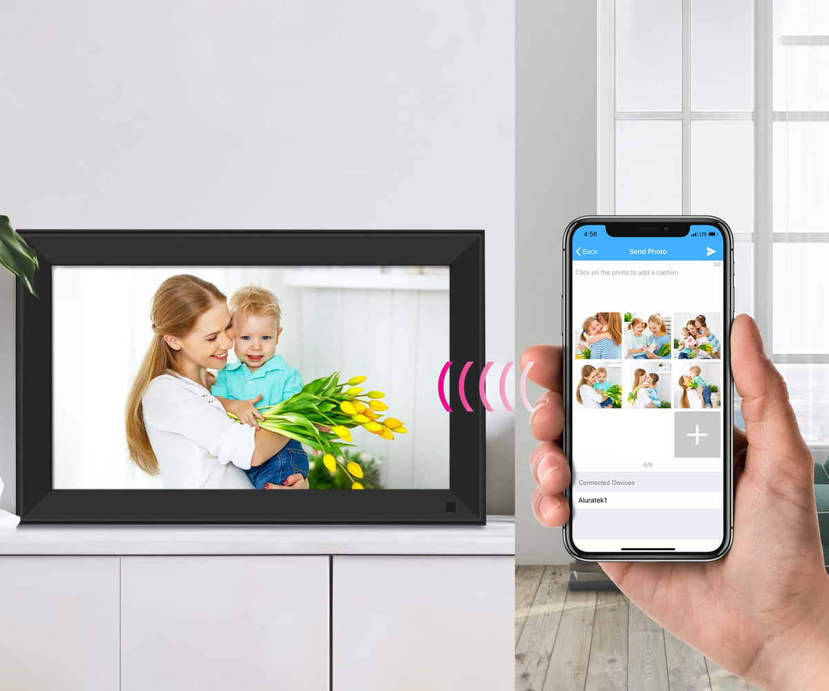 Aluratek - 15" Touchscreen LCD Wi-Fi Digital Photo Frame - Black