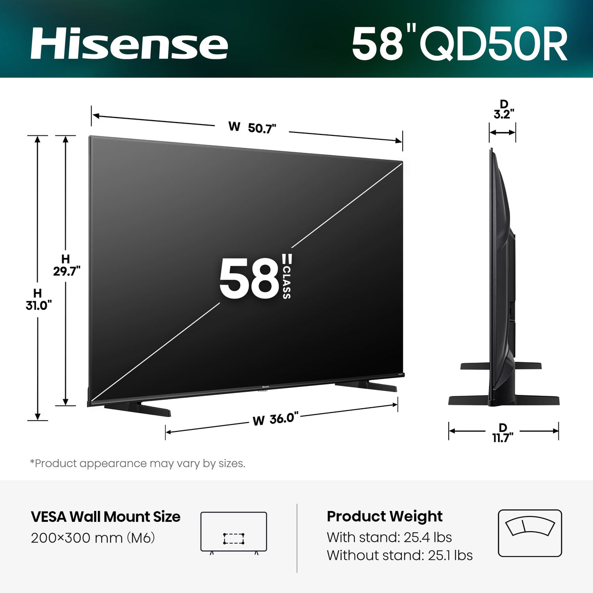 Hisense - 58" Class QD50 Hi-QLED Series 4K UHD Smart Roku TV (2026)