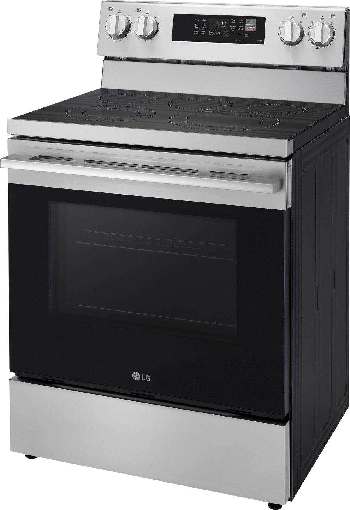 LG - 30-in Wide 6.3 Cu. Ft. Freestanding Electric True Convection Smart Range with 5 Elements, Air Fry and UltraHeat Element - Stainless Steel