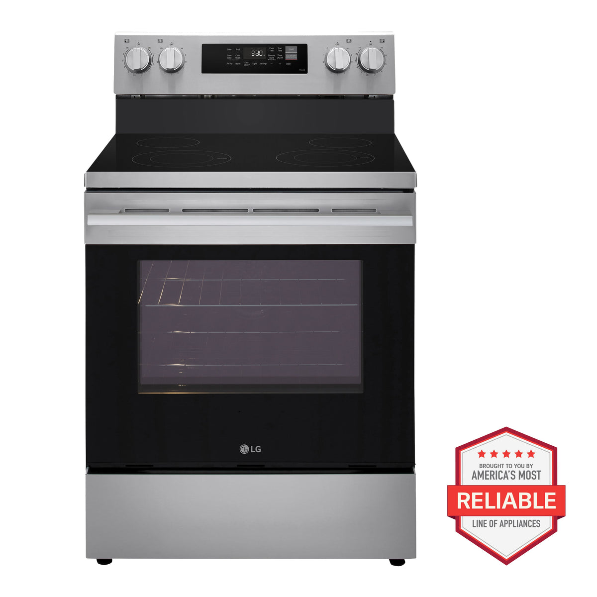 LG - 30-in Wide 6.3 Cu. Ft. Freestanding Electric Convection Smart Range with 4 Elements, Air Fry and WideView Window - Stainless Steel