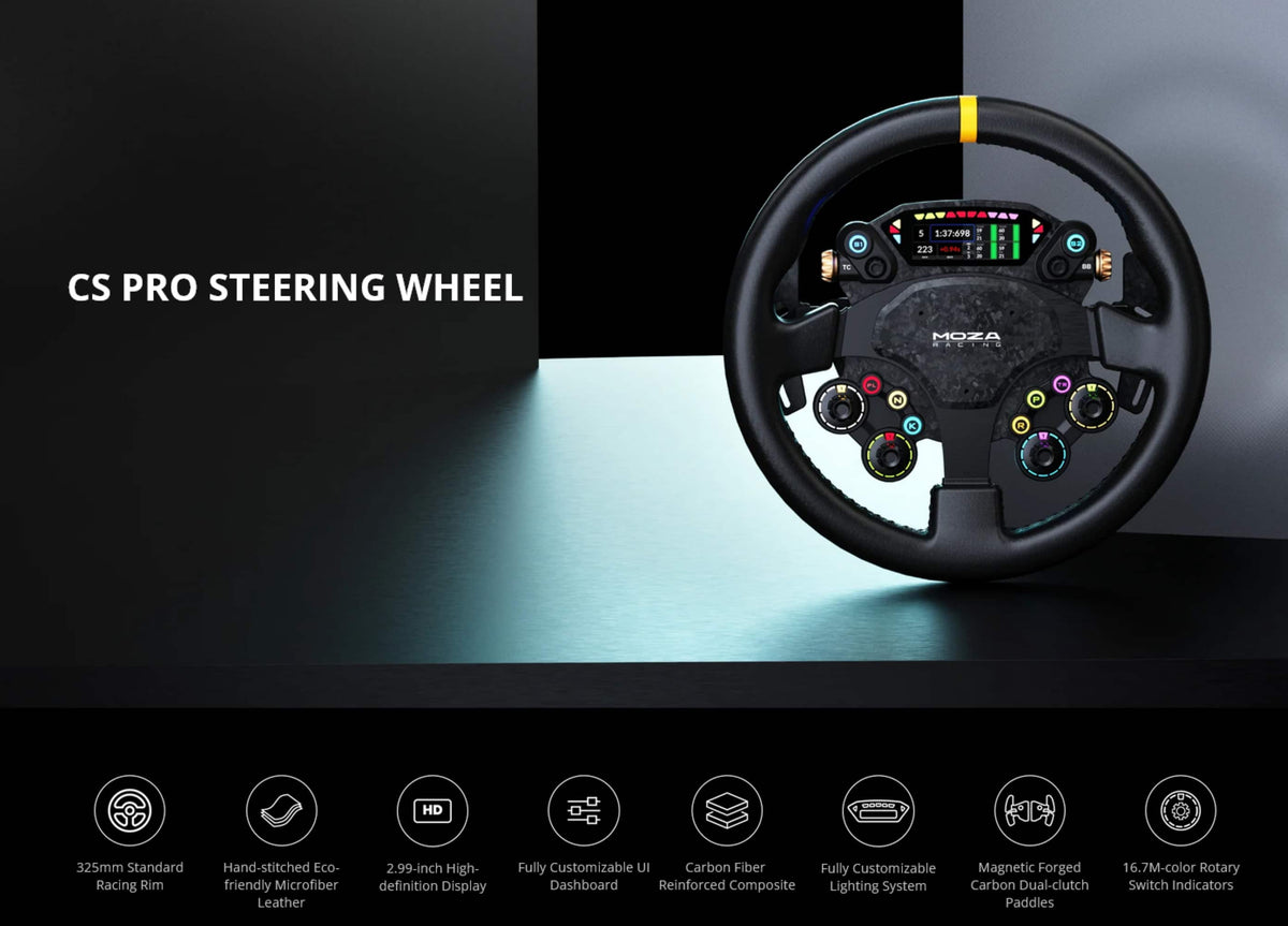 Moza Racing - CS Pro Sim Racing Steering Wheel for Windows - Black