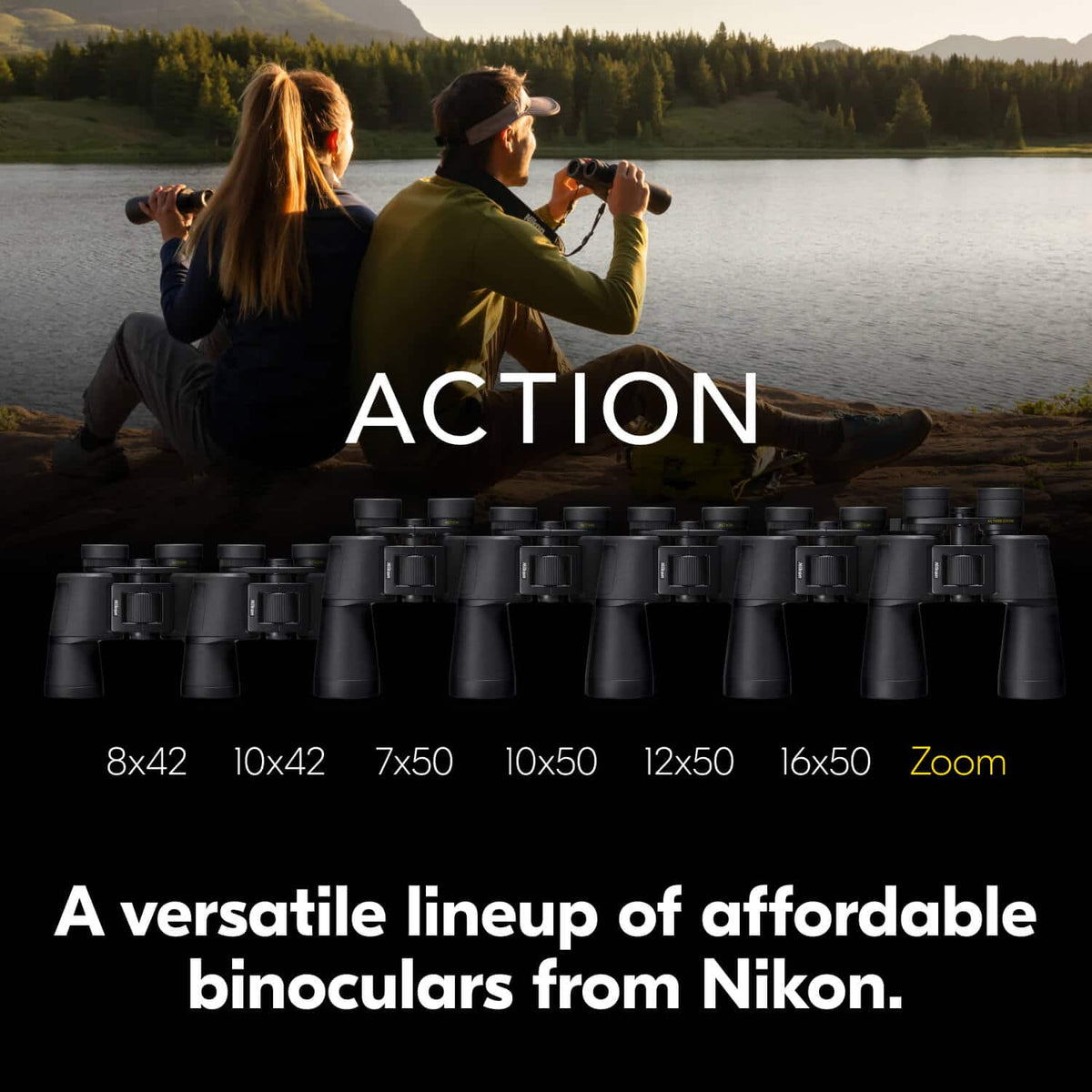 Nikon - ACTION ZOOM 10-22x50 Binoculars - Black