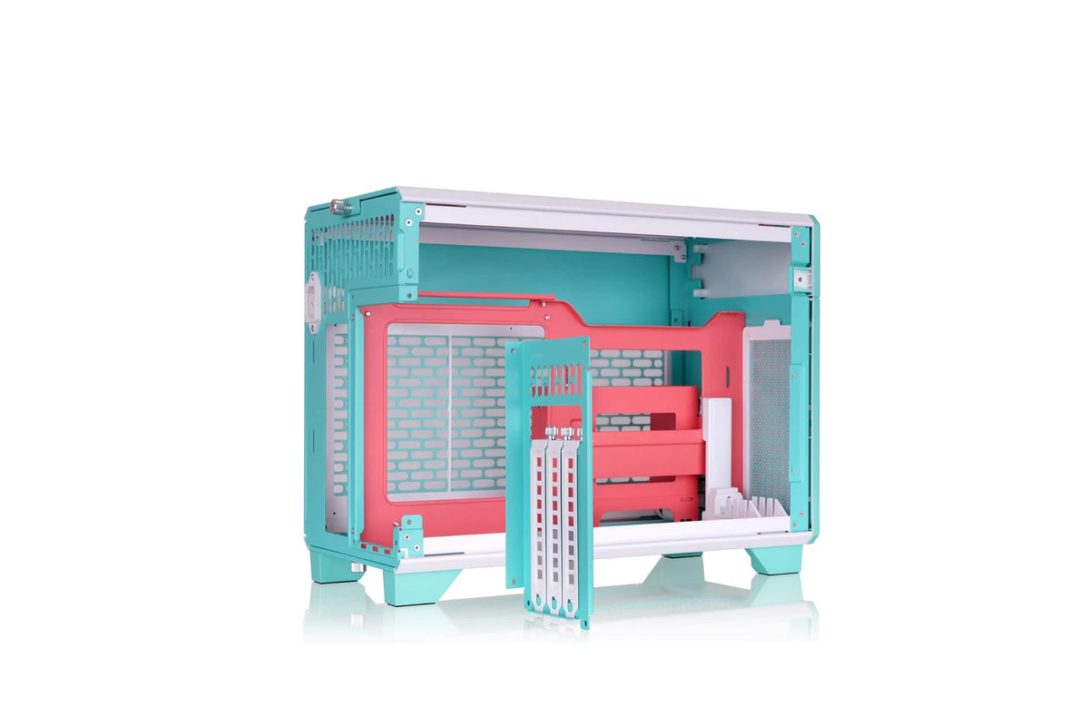 Thermaltake - TR100 SFF mITX Mini Tower PC Case with PCIe 4.0 Riser Cable Included - Mint Strawberry
