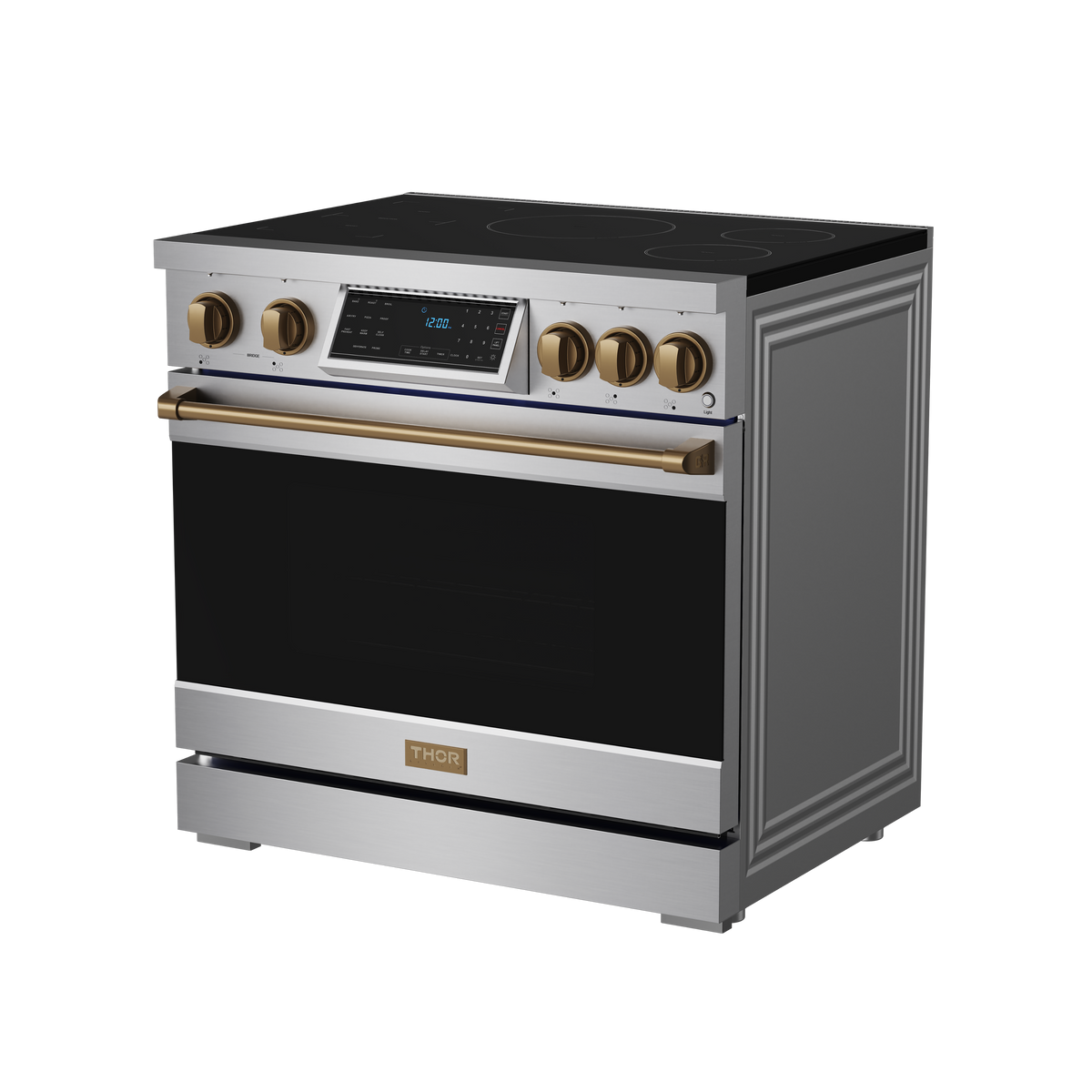 Gordon Ramsay Series by Thor Kitchen 6.0 Cu. Ft Freestanding Induction Range with Bronze Hardware - Stainless Steel