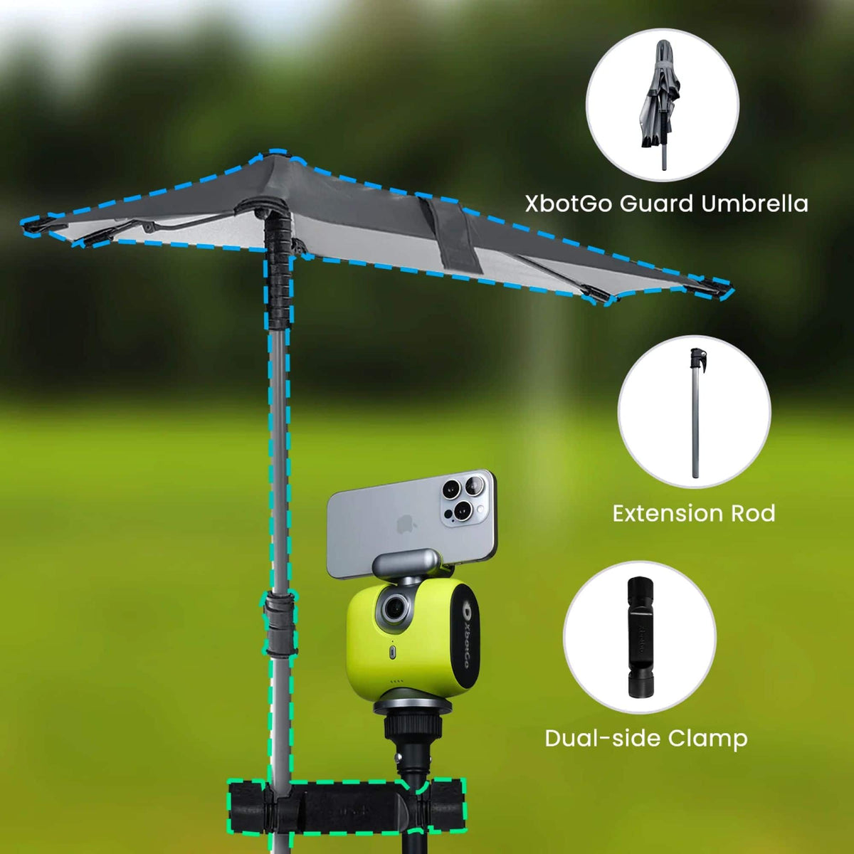 XbotGo - Weather Guard Umbrella, Lightweight Protection for Outdoor Sports, Safeguards Gimbal/Chameleon from Rain - Black