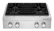 KitchenAid 30-inch 4-Burner Gas Commercial-Style Rangetop - Stainless Steel