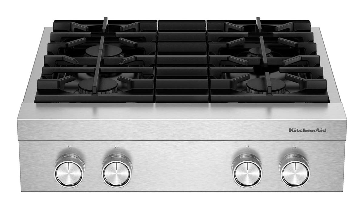 KitchenAid 30-inch 4-Burner Gas Commercial-Style Rangetop - Stainless Steel
