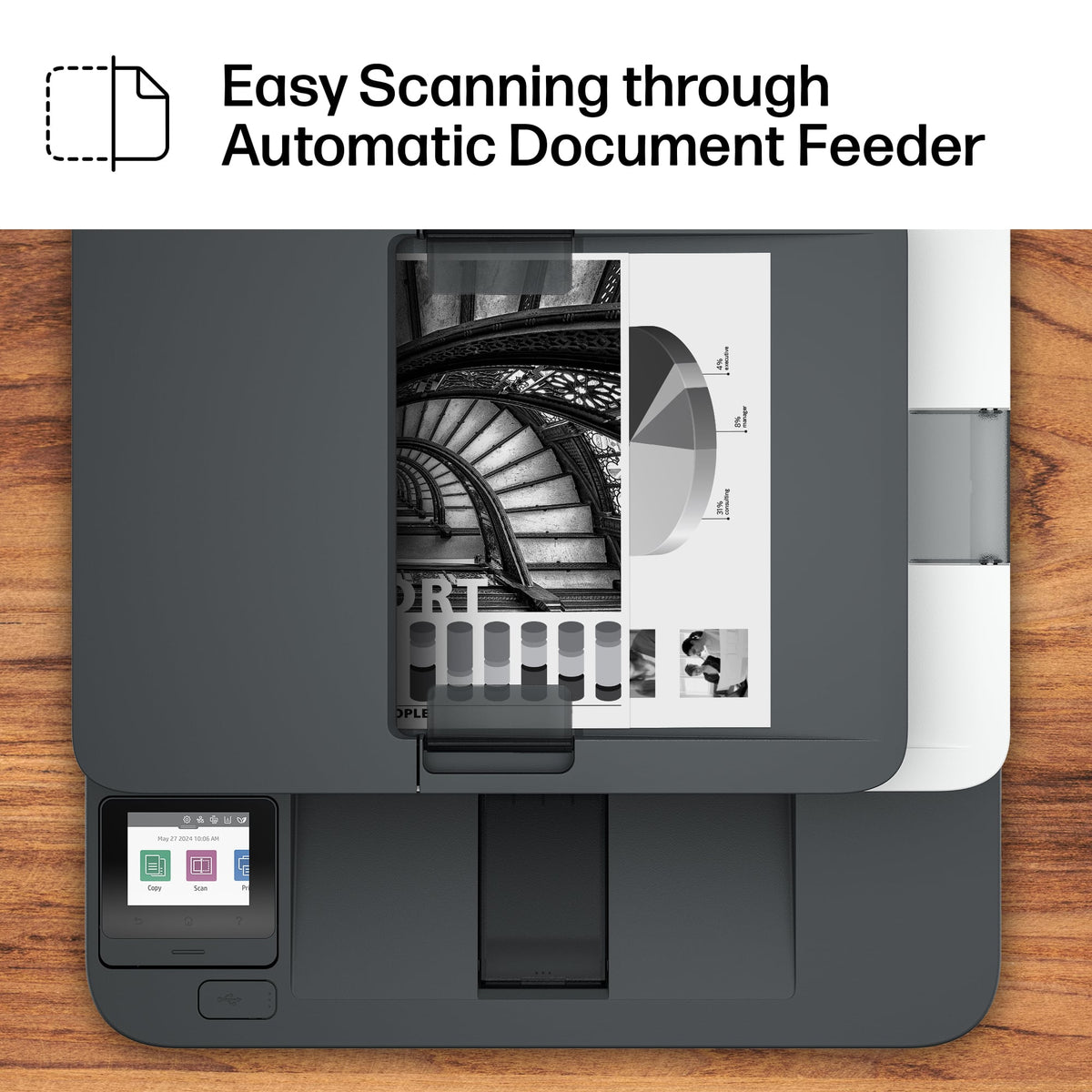 HP - LaserJet Pro MFP 3101sdw Wireless AI-Enabled Black-and-White All-in-One Laser Printer - White