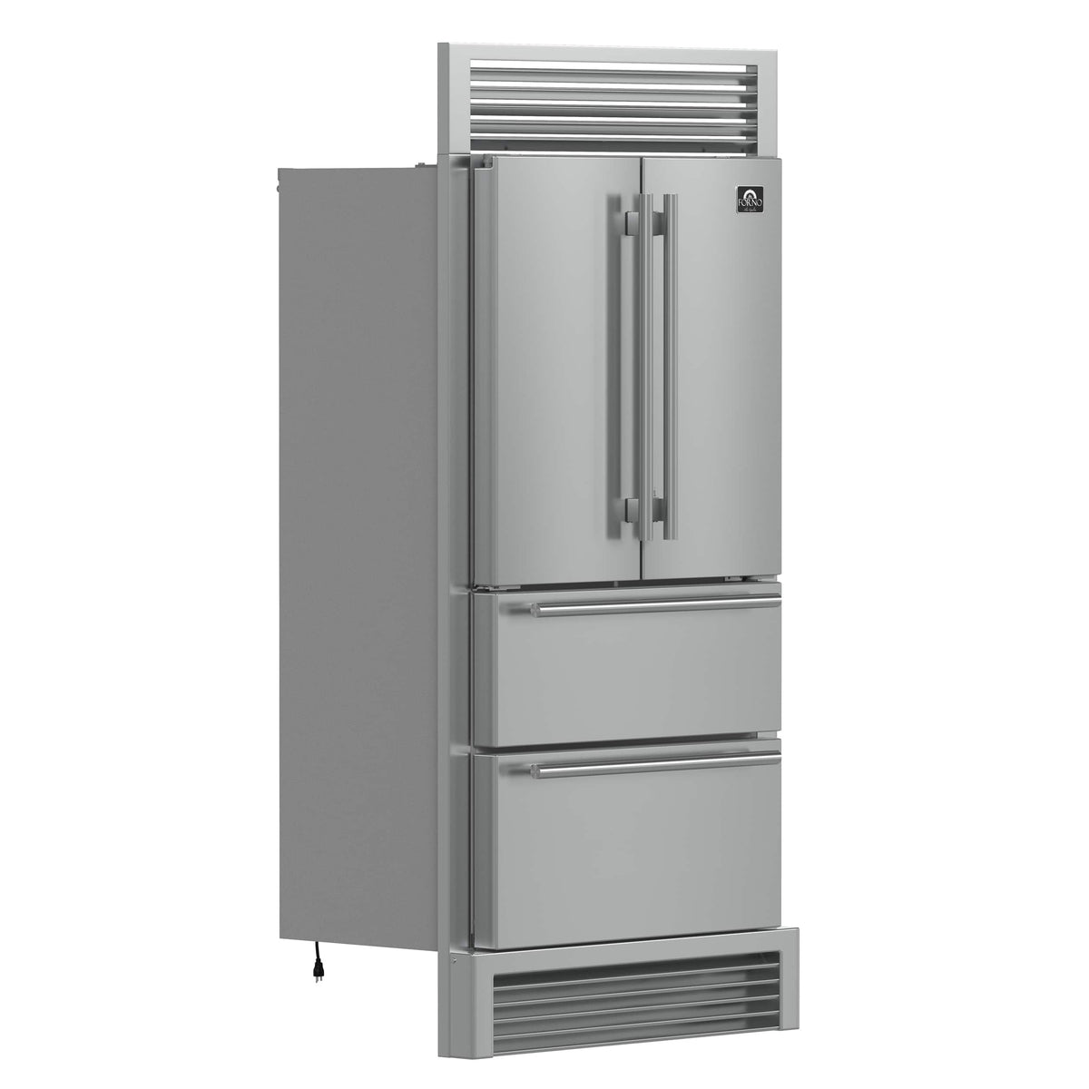 Forno Appliances - Moena 19.2 Cu. Ft. Built-In French Door Refrigerator with Decorative Trim Grill - Stainless Steel VCM