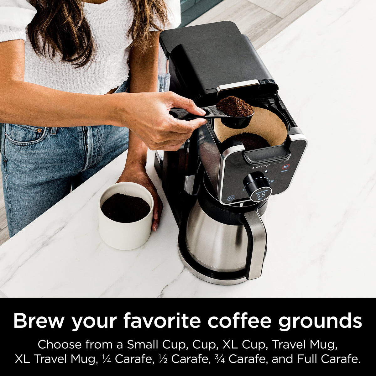 Ninja - DualBrew PRO 12-Cup Specialty Coffee System with Thermal Carafe, K-Cup Compatible, Hot Water System & Frother - Black/Silver