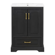 Bathroom Vanity With Sink, 1 Divided Drawer And 2 Soft Close Doors With Double Shelf